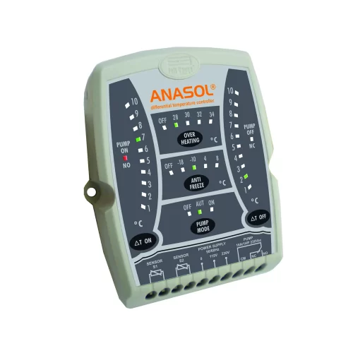 Anasol Termostato Diferencial Solar Full Gauge (Brasil), 2 Sondas - 1 Relé